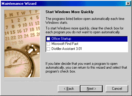 Disbale startup in Microsoft Windows 98