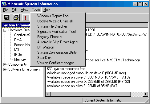 Windows 98 System Information